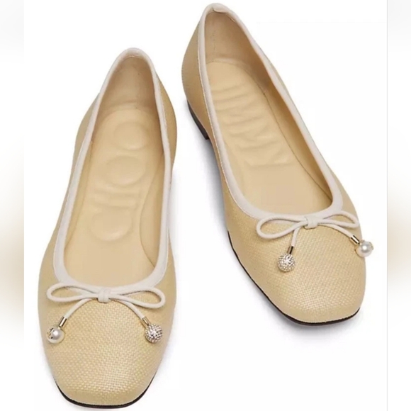 Jimmy Choo Shoes - Jimmy Choo Women's Natural/Latte Raffia Leather Flat, Size 38